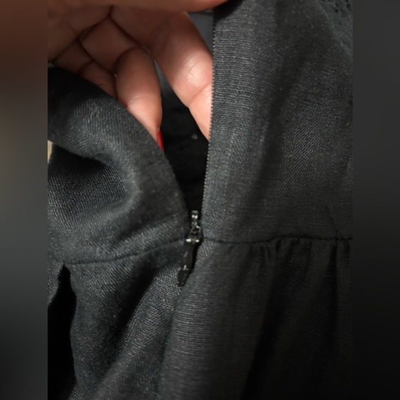 Madewell Sleeveless Wide Leg Black Linen Jumpsuit. Shirred elastic back. Pockets - Picture 8 of 16